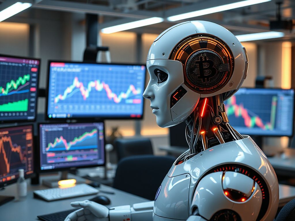 AI-driven trading dashboard displaying Bitcoin and stock market data