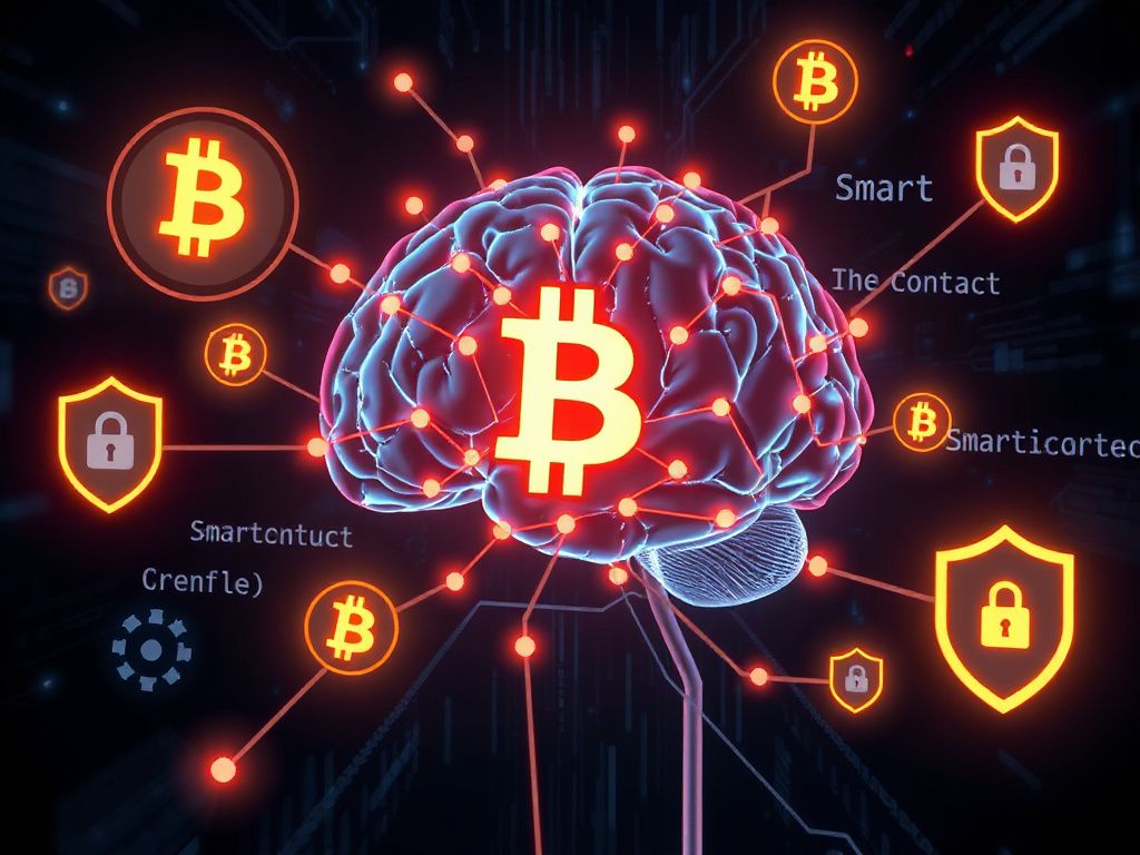 AI brain analyzing blockchain security and smart‑contract vulnerabilities