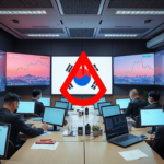 South Korean regulators overseeing cryptocurrency markets with circuit breaker graphics on digital displays