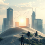 Photorealistic illustration of AI and fintech regulatory sandbox concept with digital symbols and regulators