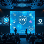 Futuristic conference scene highlighting privacy‑first blockchain identity, AI marketplaces, and altcoin investment strategies