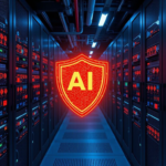 Futuristic data center with AI chips and a security shield symbolizing OpenAI's Codex Security and market effects