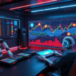 Photorealistic image of an AI‑driven crypto trading bot interface with holographic charts and blockchain visuals