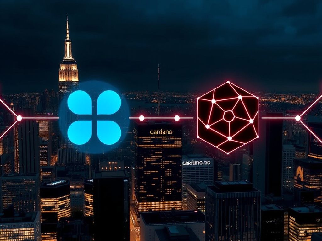 Illustration of Ripple and Cardano sidechains linked by secure zero‑knowledge proof technology